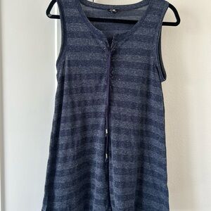 Navy Striped Lace-Up Tank Top